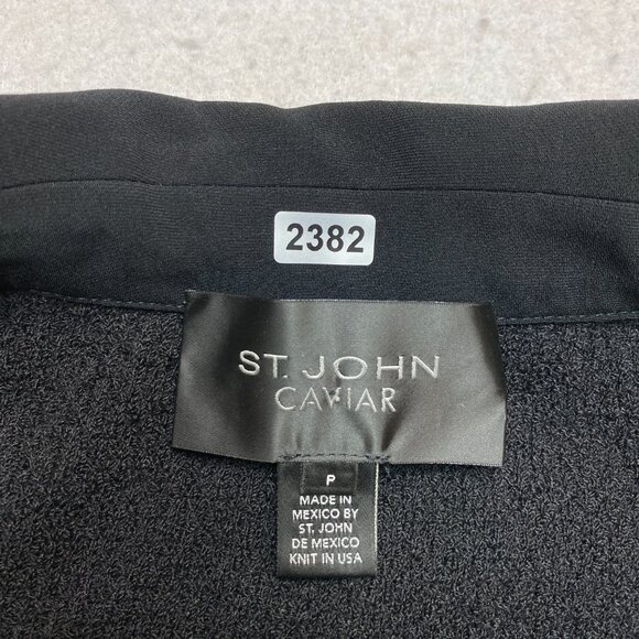 St John Jacket Womens PS Black Caviar Knit Bomber Patch Pockets Retail $890 - Picture 8 of 13